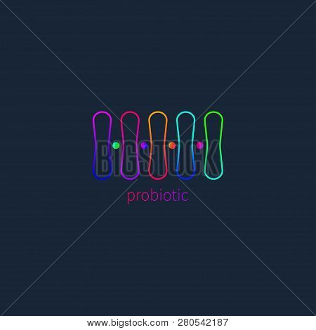 Probiotic Logo, Probiotic Icon, Line Gradient Icon Bacteria, Good Bacteria, Healthy Digestion. Vecto