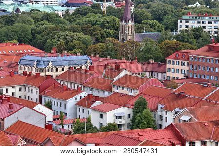 Gothenburg City In Sweden. Aerial View Of Haga District.