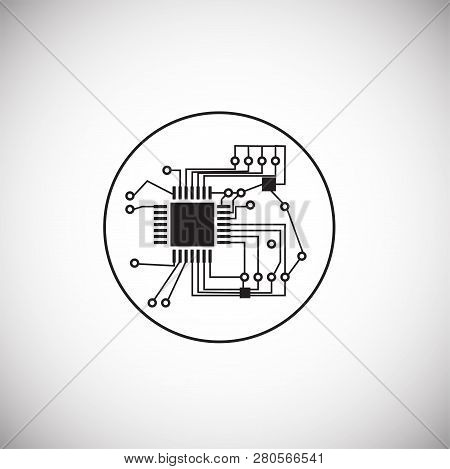 Micro Processor Chip On White Background Icon