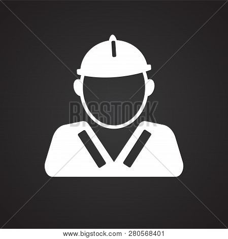 Worker In Unionall On Black Background Icon