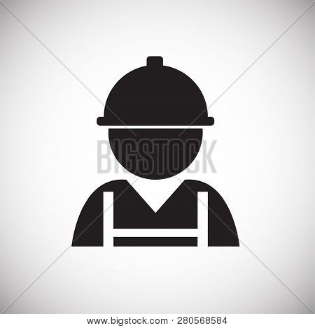 Worker In Unionall On White Background Icon