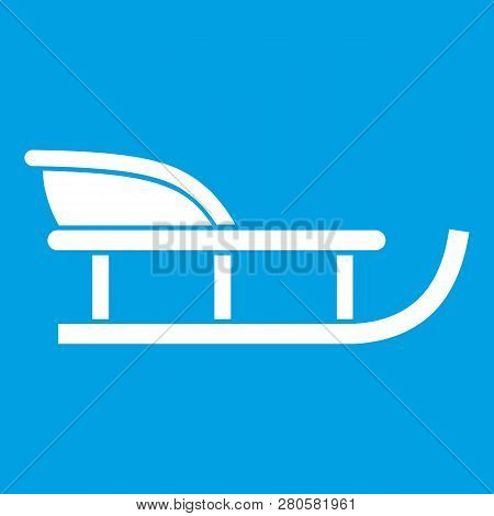 Sled Icon White Isolated On Blue Background Illustration