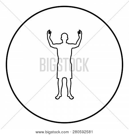 Man Happy Meet Anyone Silhouette Meeting Joy Concept Front View Icon Black Color Outline Vector Illu