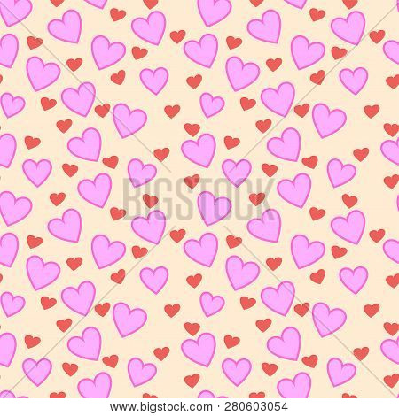 Pink And Red Hearts Seamless Pattern Illustration Valentines Day