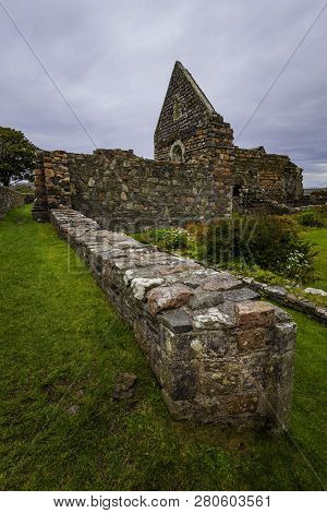 Ruins Of Low Wall At The Nunnery On The Island Of Iona