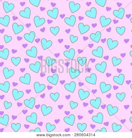Light Blue And Purple Hearts Seamless Pattern Illustration Valentines Day