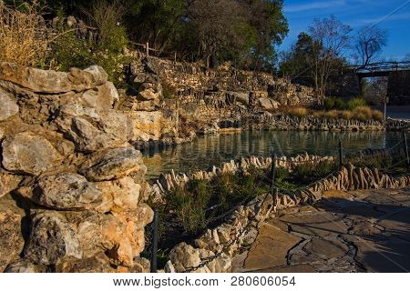 Japanese Garden Rock Structure In San Antonio Texas