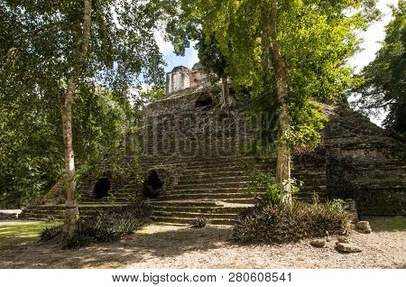 The Mayan temple of Dzibanche in the rain forest of Quintana Roo, Mexico.