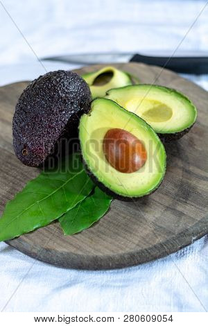 Two Ripe Raw Hass Avocados Close Up