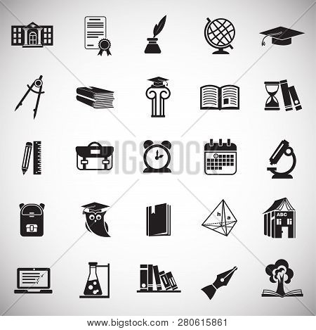 Education And Stydying Set On White Background Icons