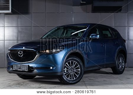 Novosibirsk, Russia - January 25, 2019:  Mazda Cx-5,  Front View. Photography Of A Modern Car On A P