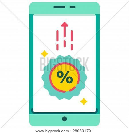 Smartphone With Percentage Symbol Vector Illustration In Flat Color Design