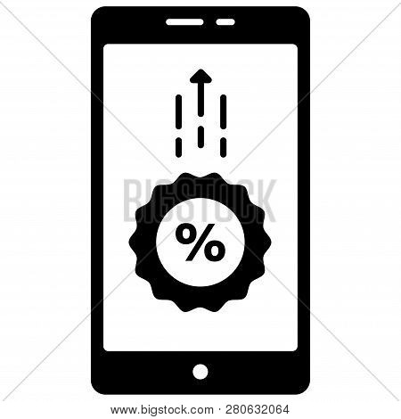 Smartphone With Percentage Symbol Vector Illustration In Solid Color Design