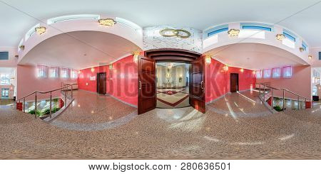 Smorgon, Belarus - March, 2013: Full Spherical Seamless Panorama 360 Degrees Angle View  In Interior