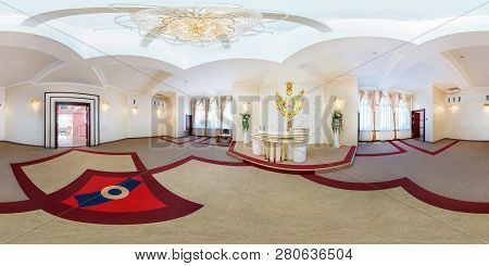 Smorgon, Belarus - March, 2013: Full Spherical Seamless Panorama 360 Degrees Angle View  In Interior