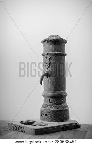 Reproduction Of A Typical Roman Fountain In The Historic Center