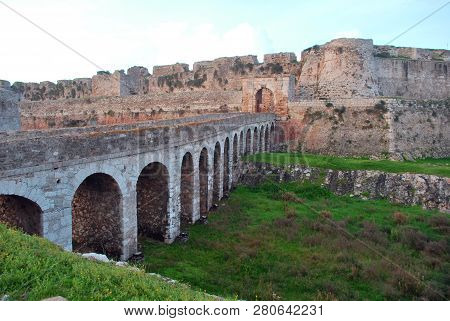 The Castle Of Methoni In The Port Town Of Methoni, Messenia, Greece