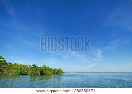 Blue Sea And Blue Sky In Koh Chang, Trad Province, Thailand.