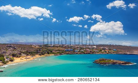 Kalathas Beach, Crete Island, Greece. Kalatha Is One Of The Best Beaches In Creta