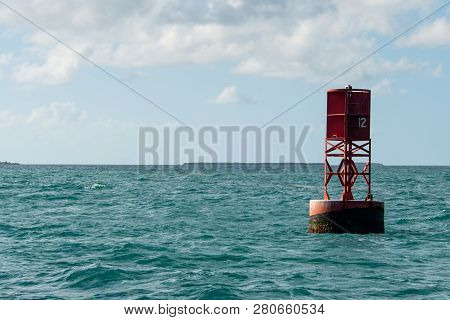 Red Number 12 Navigation Bouy In Key West Harbor