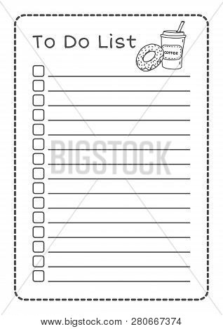 Vector Printable To Do List With Hand Drawn Coffee