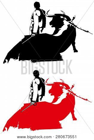 Bullfighting Illustration Sign Art Vector Traditional Entertainment