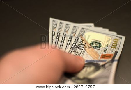 Us One Hundred Dollar Bills Background. Money American Hundred Texture Notes Design. Financial Conce