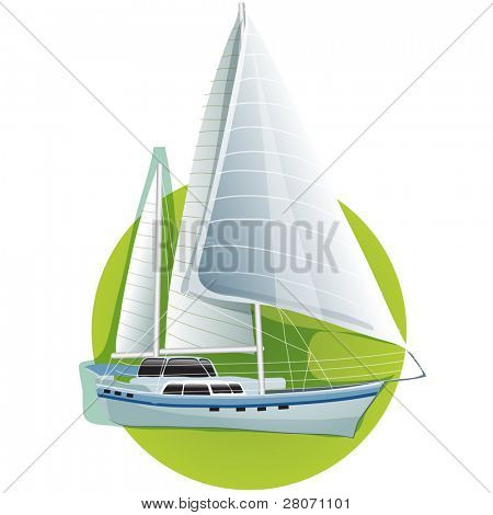 Sport green round icons: yachting