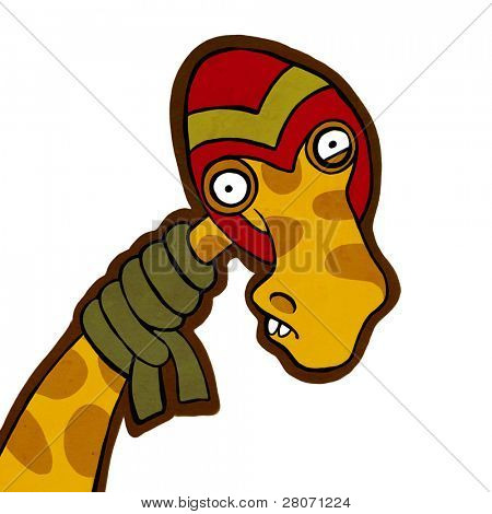 sick winter giraffe  in a scarf