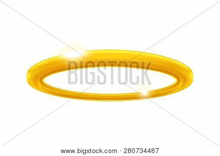 Illustration Of Realistic Golden Ring For Angels Isolated On White Background