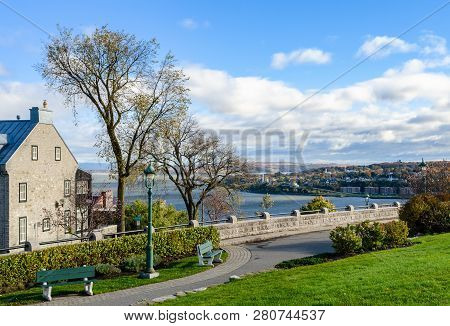 Panoramic View Of La Citadelle And Saint Lawrence River In Quebec, Canada