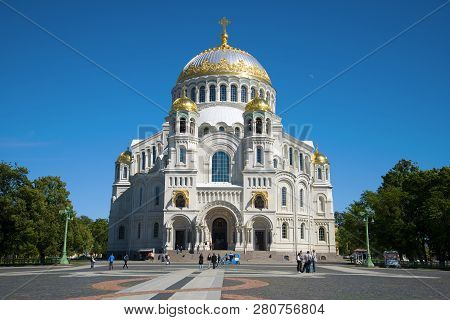 Kronstadt, Russia - June 20, 2018: St. Nicholas Naval Cathedral On A Sunny June Afternoon. St. Peter