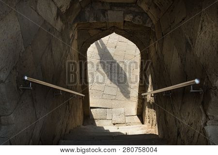 Shadow In The Arch Doorway, Stairs Leading Down Through The Arch, Stairs Steps, Unknown