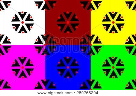 Slavic God Perun Seamless Pattern, Symbols Of Perun (black, White, Red, Blue, Green, Purple, Yellow)