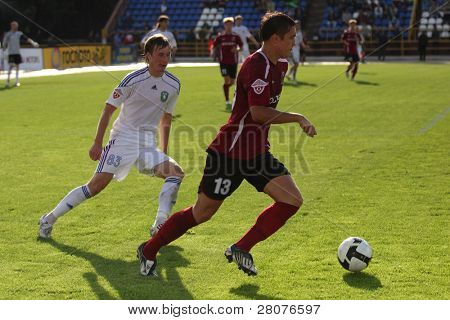 TOMSK, Russie - 29 août : Match de Football Championnat de Russie parmi Tom'(Tomsk) - Moscow (Moscou)