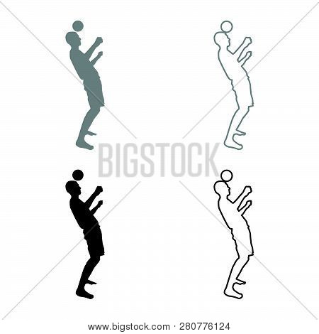 Man Kicks The Ball On Head. Soccer Player Taps Ball With His Head Football Concept Juggling Trick Wi
