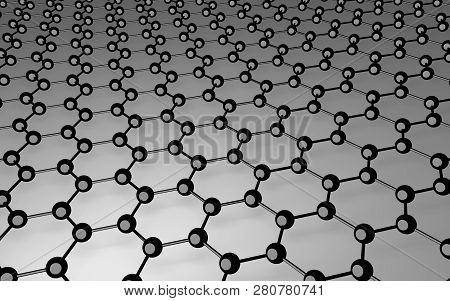Carbon Grid: Graphene Atomic Structure For Nanotechnology Background