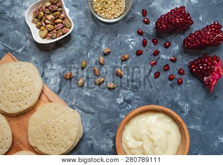 Moroccan Pancake Layer Cake - Baghrir Cake. Close Up