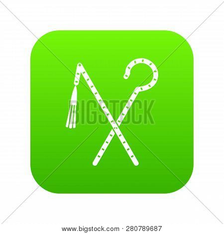 Rod And Whip Of Pharaoh Icon Digital Green For Any Design Isolated On White Illustration