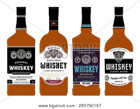 Vector Whiskey Labels On Bottles