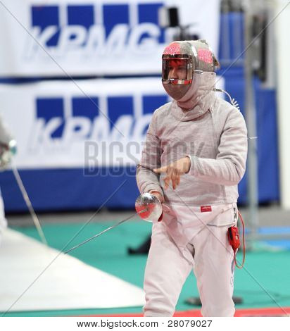 Moscovo, Rússia - 14 de fevereiro: Nikolay Kovalev Rússia competir em 2010 RFF Moscou Sabre mundo Fe