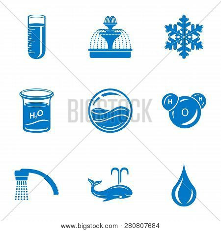Mineral Water Icons Set. Simple Set Of 9 Mineral Water Icons For Web Isolated On White Background