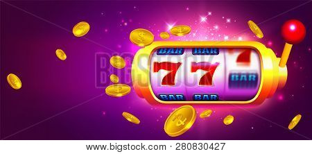 Trendy Casino Vector With Slot Machine And Coins