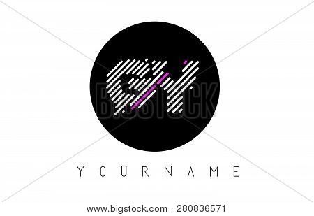 Gy Letter Logo Design With White Lines And Black Circle Vector Illustration