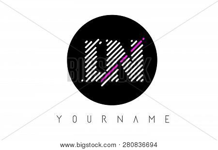 Ln Letter Logo Design With White Lines And Black Circle Vector Illustration