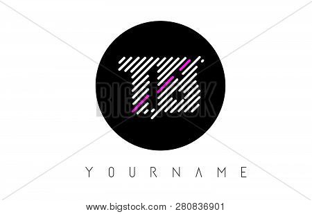 Tb Letter Logo Design With White Lines And Black Circle Vector Illustration