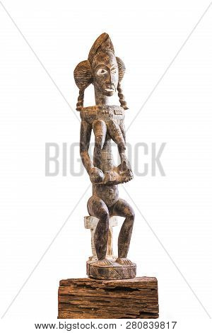 African Ethnic Wood Carving From Baule Ethnic - Ivory Coast