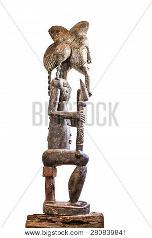 African Ethnic Wood Carving From Baule Ethnic - Ivory Coast