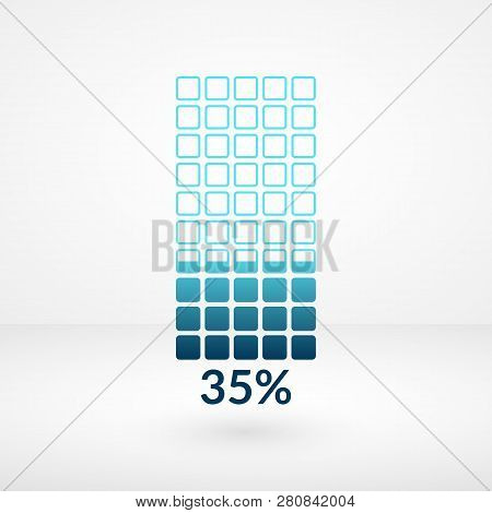 35 Percent Square Chart Isolated Symbol. Percentage Vector Element. Infographic Diagram Sign. Busine