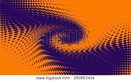Abstract Duotone Background . Swirll Wave Halftone Texture . Trendy Synthwave Cyberpunk Gradient Des